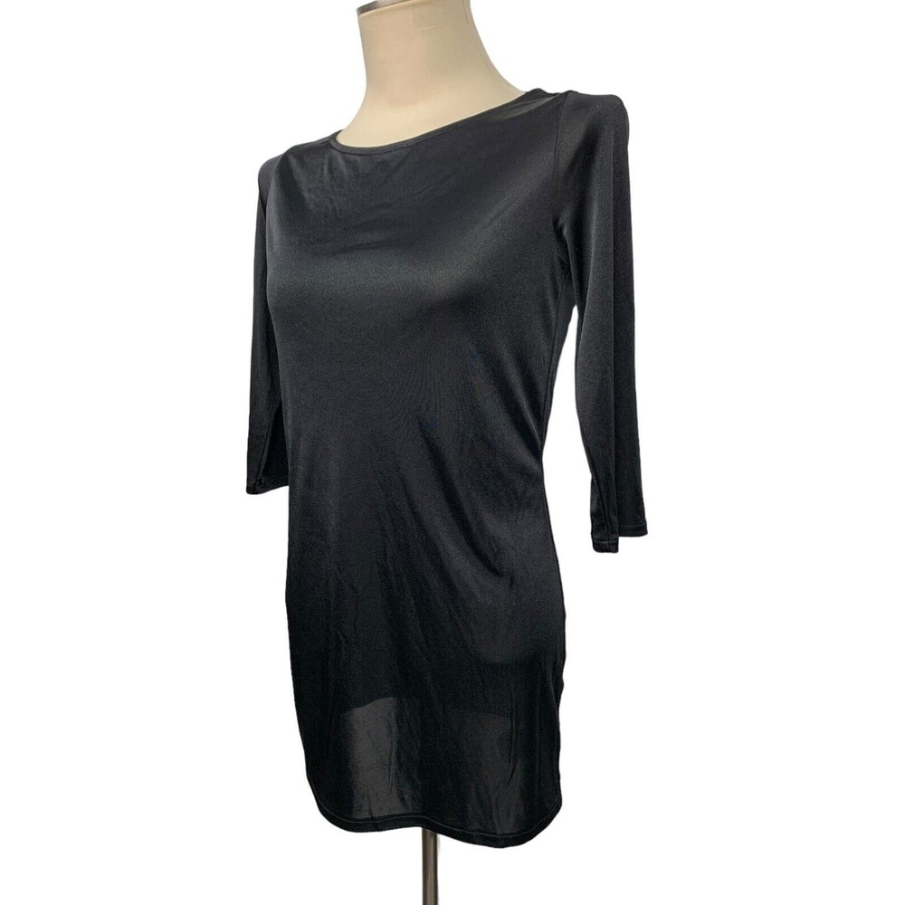 A/X Armani Exchange Women's size S/M Black Beaded Draped Back Dress 3/4 Sleeve - Picture 6 of 10
